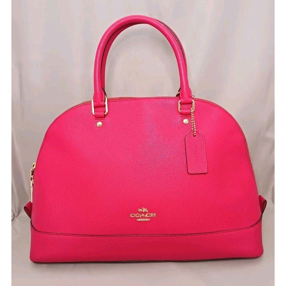 COACH Sierra Dome Magenta Pink Crossgrain Leather Satchel Handbag Bag F57524 EUC